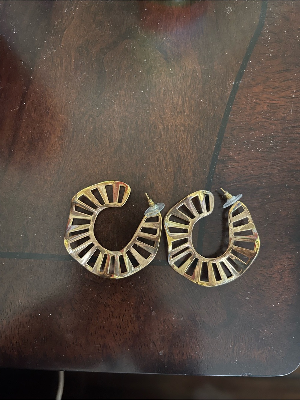 Arme De L’Amour Gold Sculptural Cutout Hoop Statement Earrings